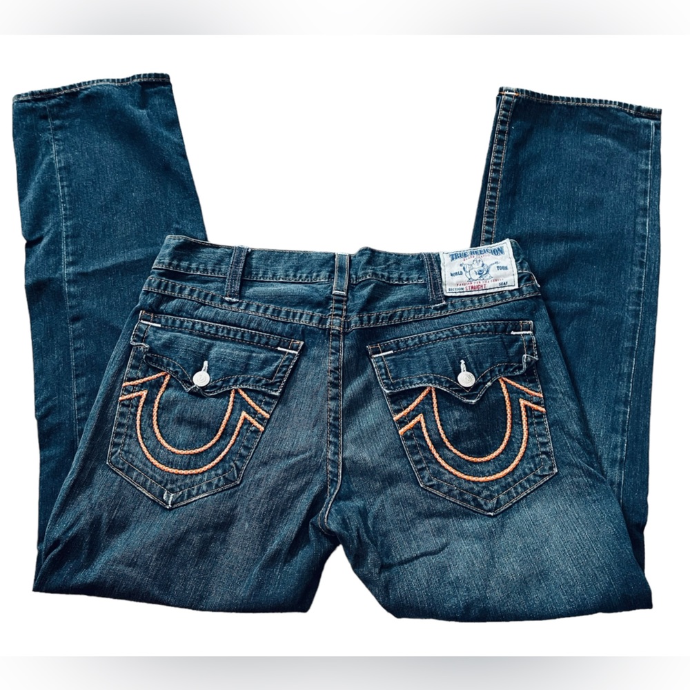 True Religion Men’s Ricky Rope Stitch Distressed Straight Leg Urban Denim Jeans